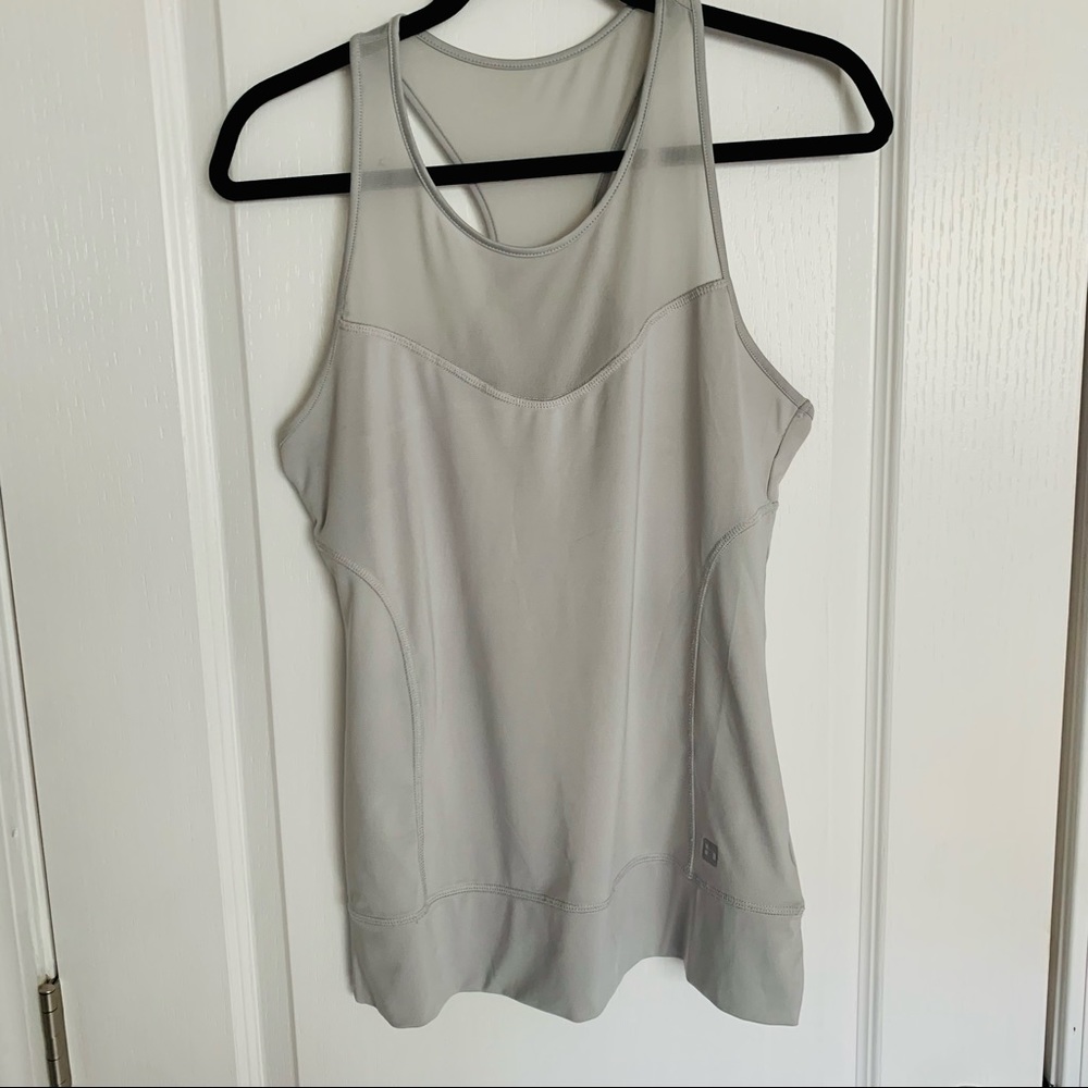 Gray Racerback workout tank with mesh detail sz M